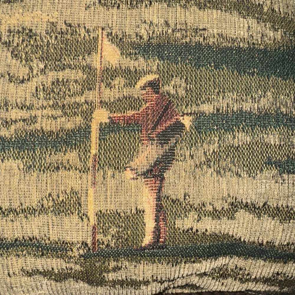 Vtg Ashford Court Jacquard Corded Golf At The Estate Accent Pillow 16 X 16